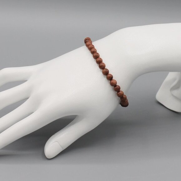 Jewelry bracelet gold sandstone natural stone bead beaded stretch brand new - Picture 5 of 7